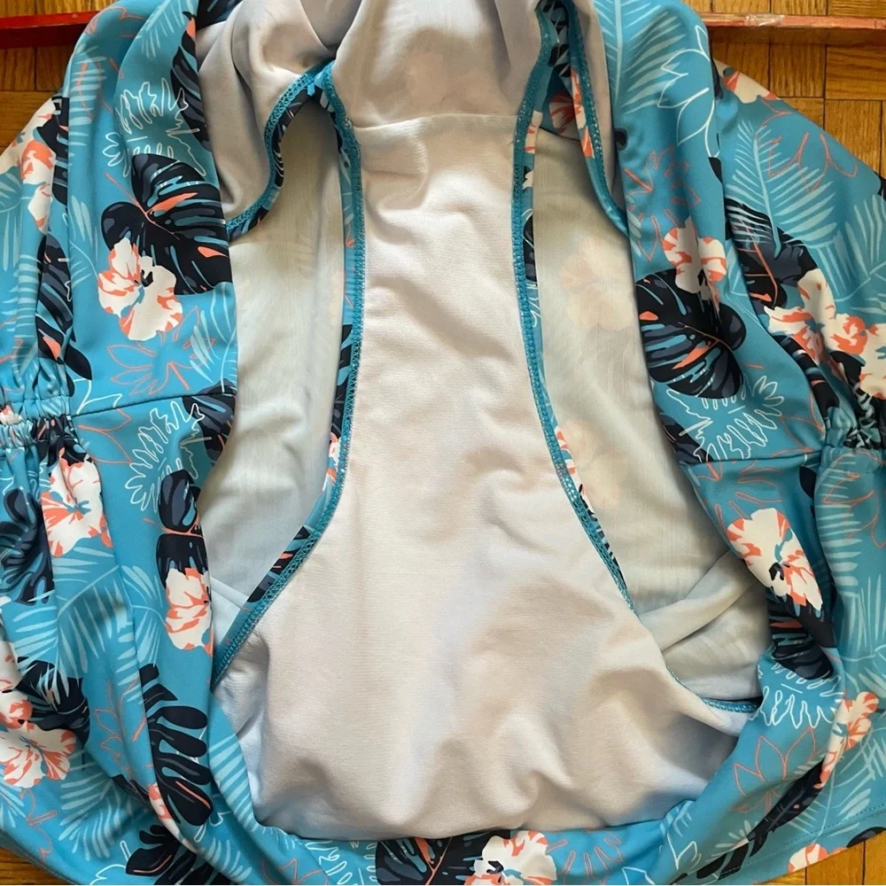 4/$20➡️  ACX Blue & Orange Hawaiian Floral Swim Skort – Plus Size 3X - Picture 12 of 14